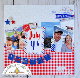 July 4th layout by Wendy Sue Anderson with the "Yankee Doodle" collection by Doodlebug Design, based on a PageMaps sketch by Becky Fleck