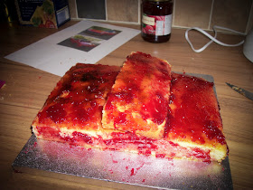 Jam covered cake