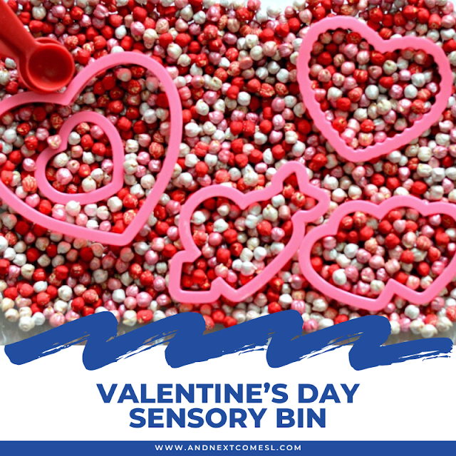 Valentine's Day sensory bin for kids