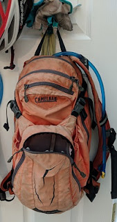 a well-used Camelbak M.U.L.E. Hydration Pack