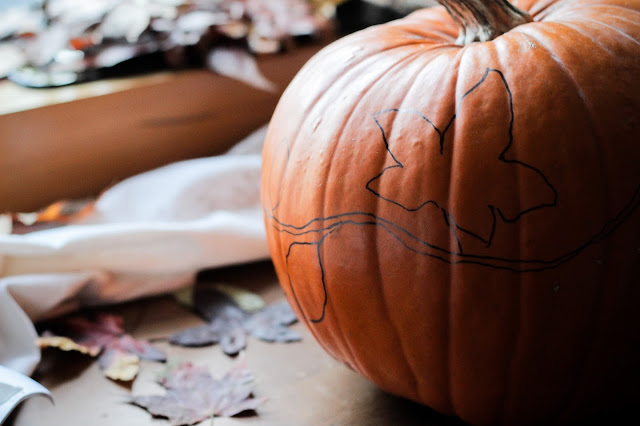 Leaf design on pumpkin