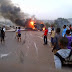 Photos: Tanker carrying diesel overturns, catches fire in Enugu 