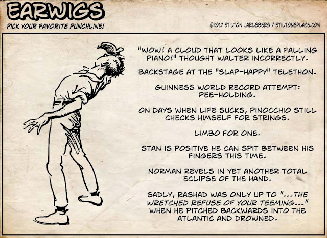 stilton’s place, stilton, political, humor, conservative, cartoons, jokes, hope n’ change, earwigs, looking at sky, pick a punchline, caption contest