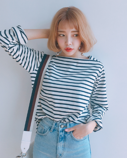 Square Neck Striped T-Shirt