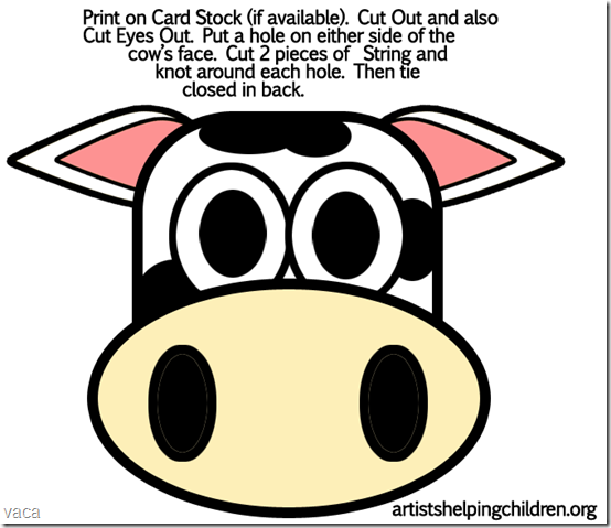Máscara de vaca para imprmir