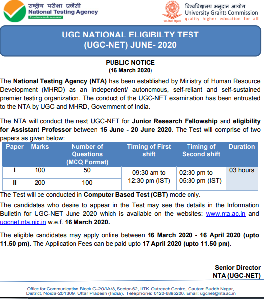 UGC NET Online Registration 2020