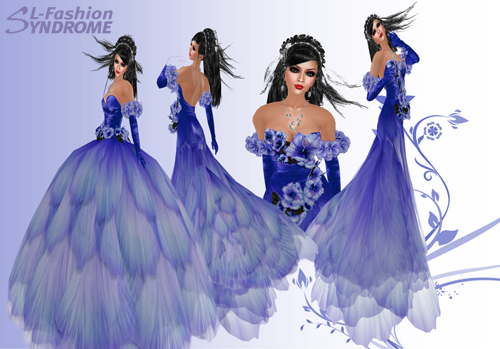 Gown Hibiscus Rose Collection in Blue Nicky Ree