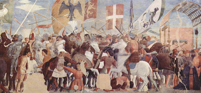 Batalla entre el ejército de Heraclio y el ejército persa comandado por Cosroes II. Fresco de Piero della Francesca, ca. 1452