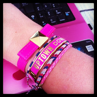 Kate Spade pink bracelets and pink laptop