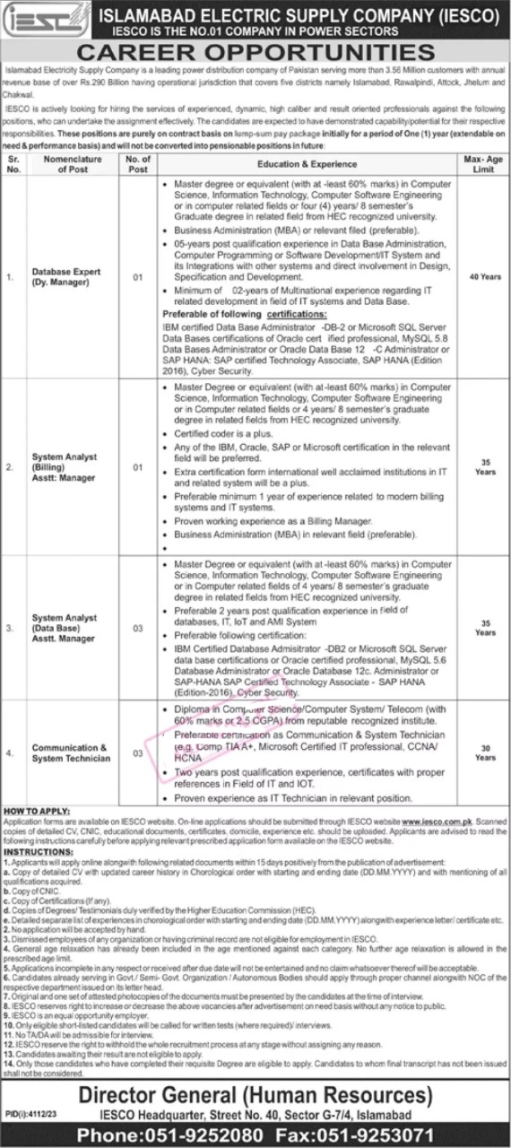 Illuminating Opportunities: Exploring IESCO Jobs 2024 at Islamabad Electric Supply Company