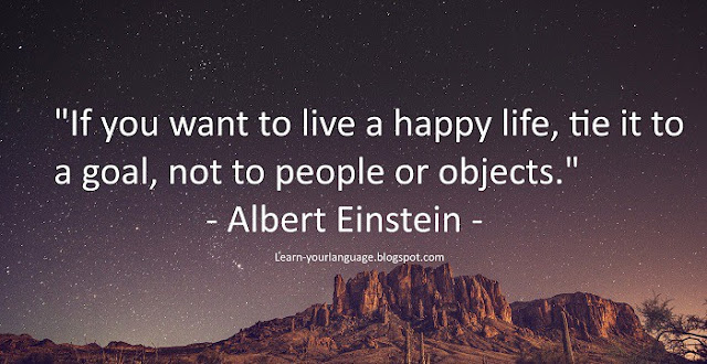 If you want to live a happy life, tie it to a goal, not to people or objects. - Albert Einstein