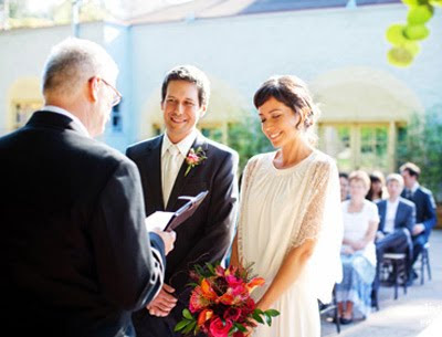 Thumbs up to this short wedding dress The bride found it at BCBG it's just