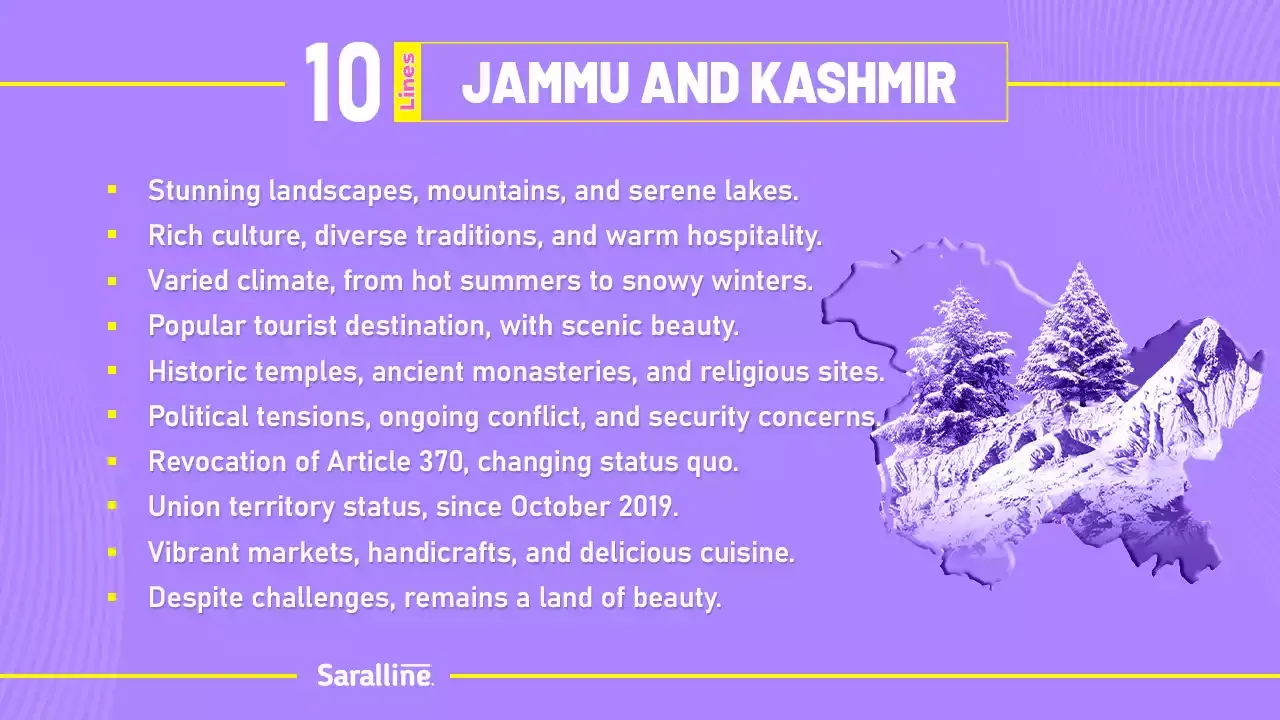10 Lines on Jammu and Kashmir in English