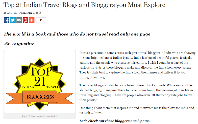 Top Indian Travel Bloggers