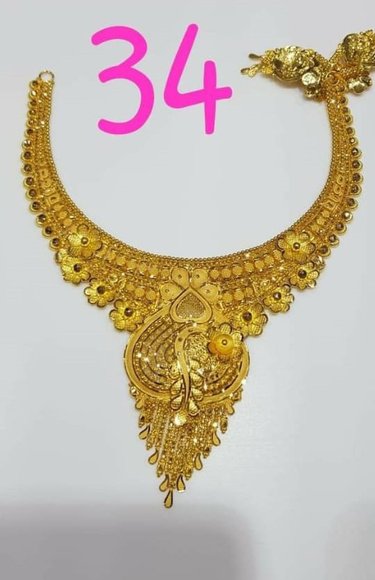 latest 22kt light weight gold necklace designs with weight , necklace for bridal wedding