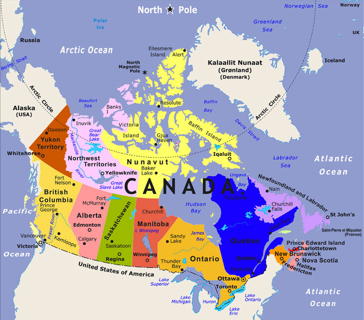 Political Map Of Canada