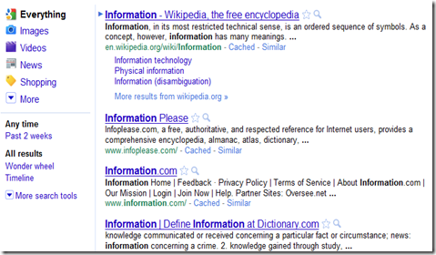 google info page 1