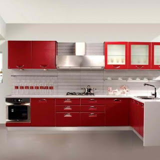 kitchen set minimalis merah putih