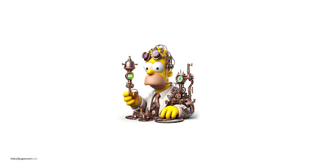 Homer Simpson Steampunk Style HD Wallpaper