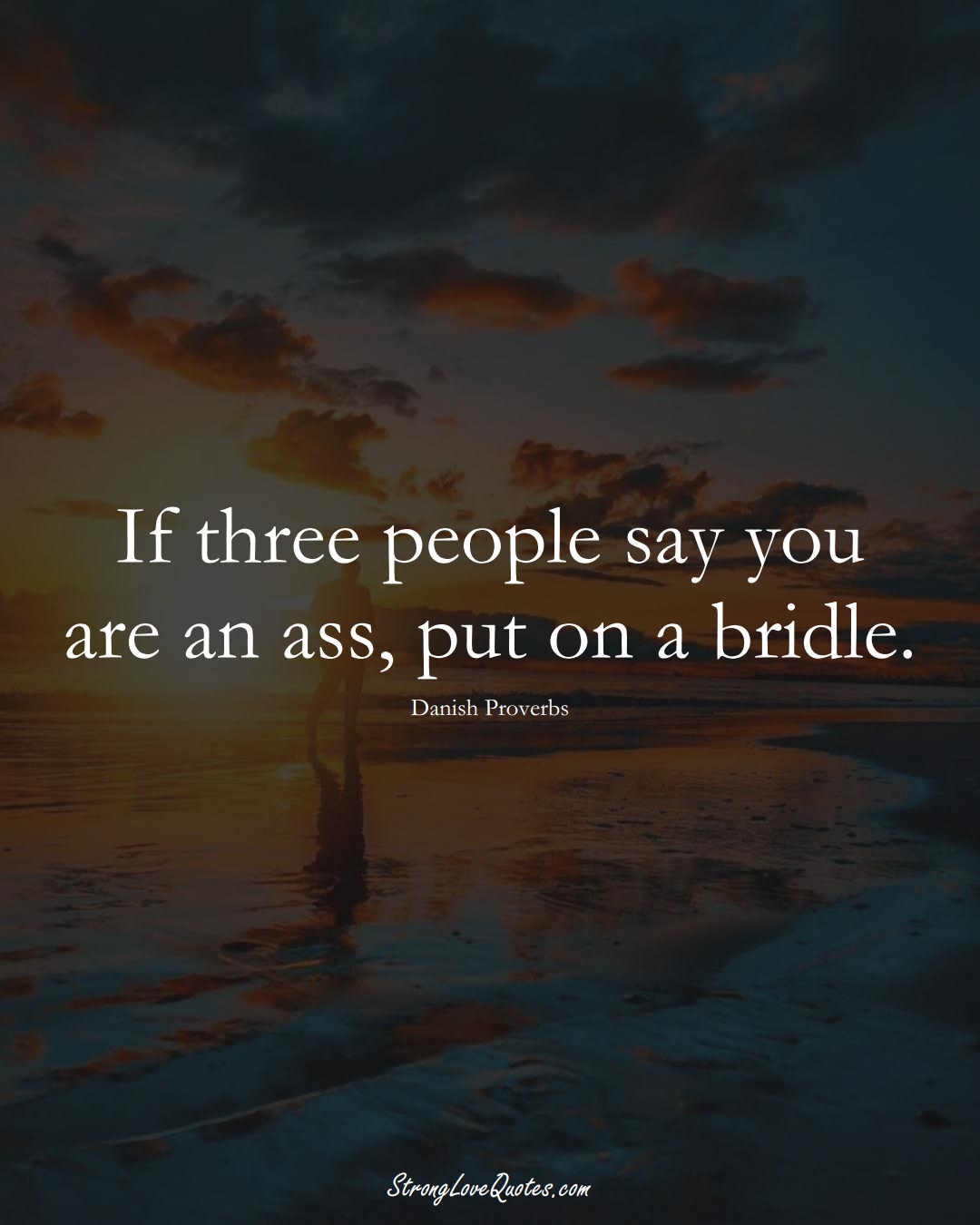 If three people say you are an ass, put on a bridle. (Danish Sayings);  #EuropeanSayings