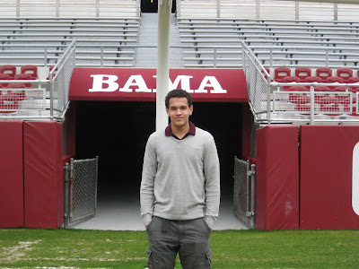 4* WR Derek Kief standing in Alabama's Bryant–Denny Stadium, located in Tuscaloosa, Alabama 