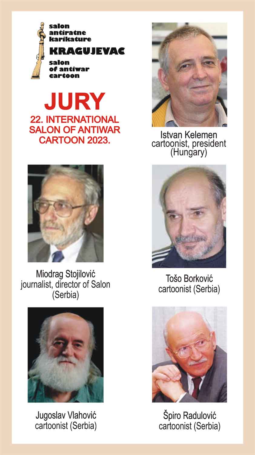 Jury of the 22th International Salon of Anti-war Cartoon, Serbia 2023