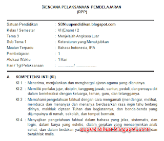 Download RPP Kelas 6 Tema 9 Kurikulum 2013 Revisi 2018