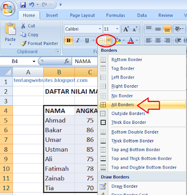 Cara membuat garis kolom dan baris di microsoft excel