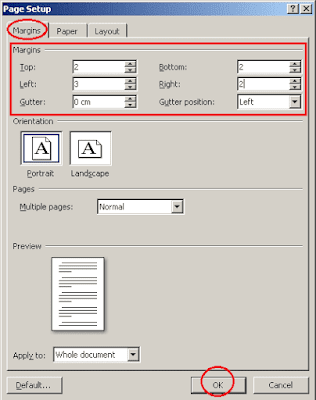 Belajar Mengatur Lembar Kerja Microsoft Office Word (Ukuran Kertas, Margin,Orientation, Spasi, dll)