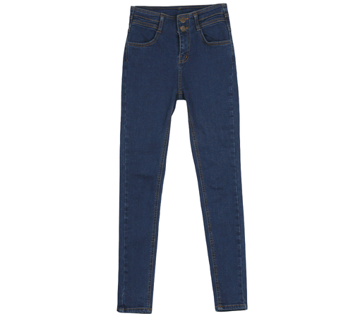 Double Buttoned High-Waist Blue Skinny Jeans