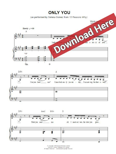 selena gomez, only you, sheet music, piano notes, chords, download, pdf, klavier noten, keyboard, backup vocals, voice, how to play, tutorial, lesson, guide