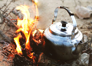 coffee kettle on open fire