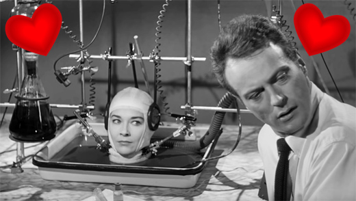 Virginia Leith and Jason Evers in The Brain That Wouldn't Die, 1962