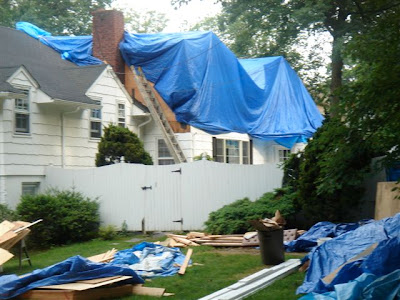 leaking roof tarp house