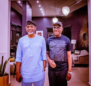 Governor of Rivers State, Nyesom Woke, visits Femi Gbajabiamila, Speaker of Nigeria's House of Representatives, at his home, break Ramadan fast together