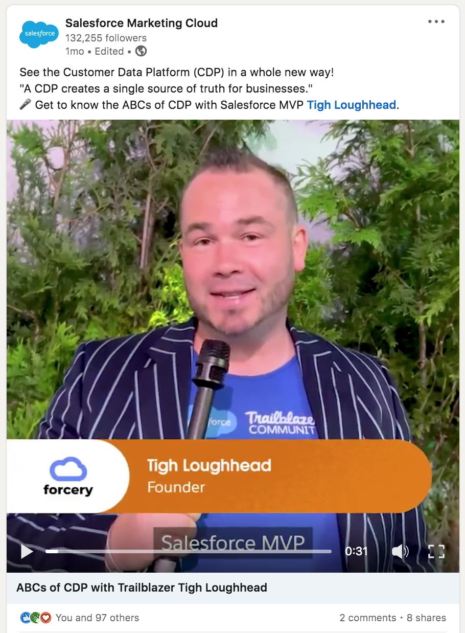 See the Customer Data Platform (CDP) in a whole new way! "A CDP creates a single source of truth for businesses." 🎤 Get to know the ABCs of CDP with Salesforce MVP Tigh Loughhead.