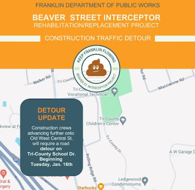 TRAFFIC DETOUR ALERT: Beaver St Interceptor construction on Old West Central St