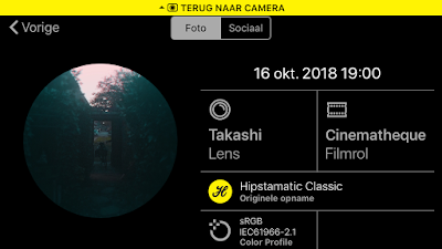 Schermafbeelding Hipstamatic-instellingen Takashi + Cinematique