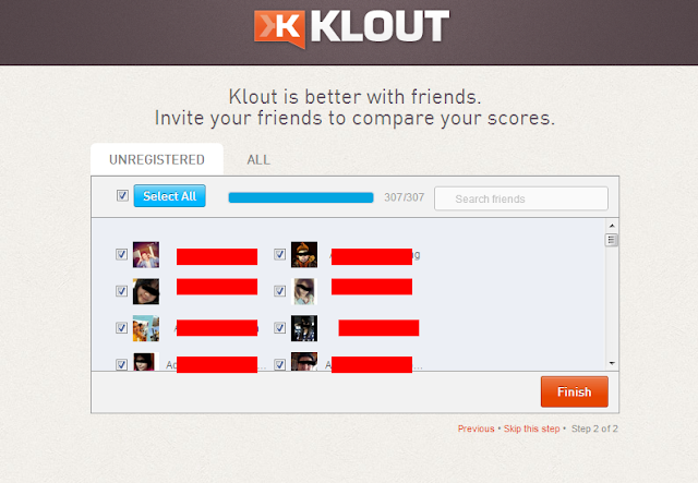 การเชิญชวนเพื่อนมาใช้ klout