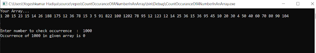 C# Program For Check Total Occurrence Of a Number In an Array - YogeshHadiya.in