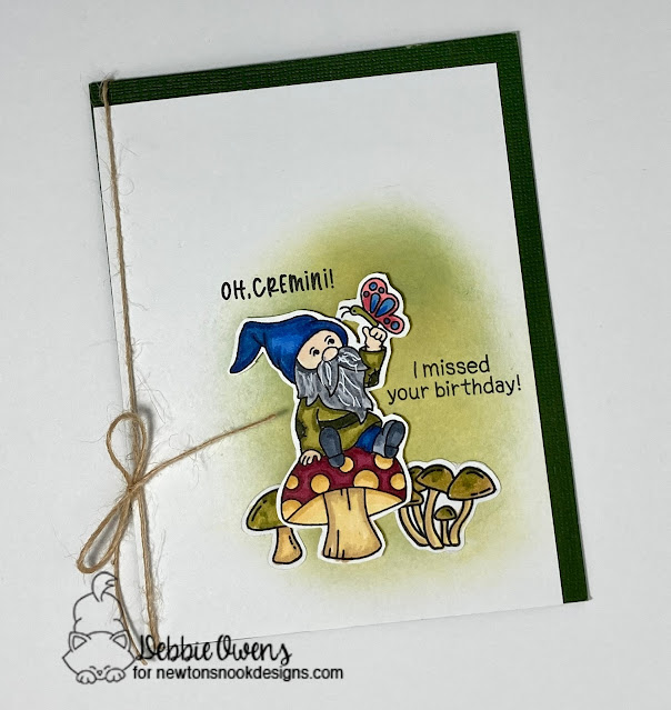 Oh cremini! I missed your birthday by Debbie features Fabulous Fungus and Garden Gnomes by Newton's Nook Designs; #inkypaws, #newtonsnook, #mushroomcards, #gnomecards, #birthdaycards, #cardmaking