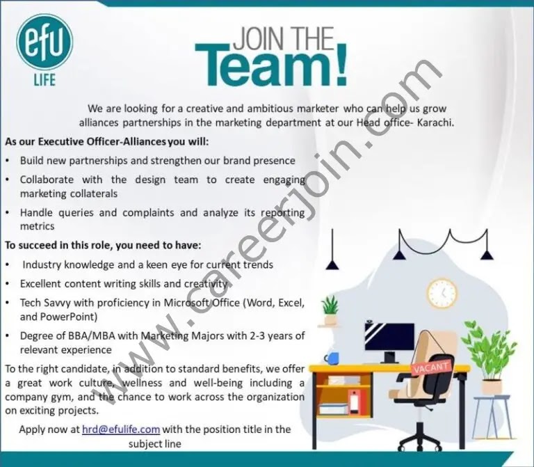 Jobs in EFU Life Insurance Co Ltd