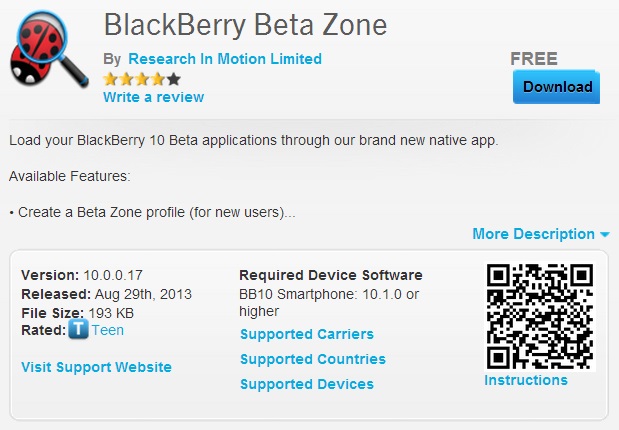 BlackBerry Beta Zone Detail