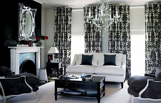 Black and White Living Room Curtains