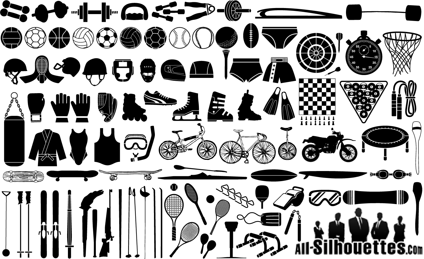 Ai Eps イラストレーター スポーツ用品のシルエット Silhouettes Vector Sport Equipment イラスト素材