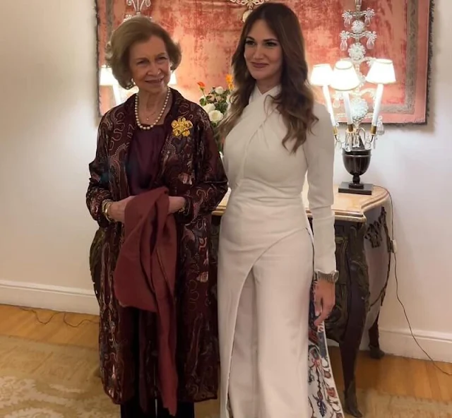 Princess Al Joharah Talal Al Saud wore a bespoke white gown by KSA designer Honayda