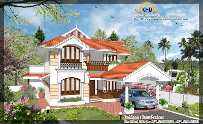 185 Square Meter (2000 Sq. Ft.) House Plan & Elevation
