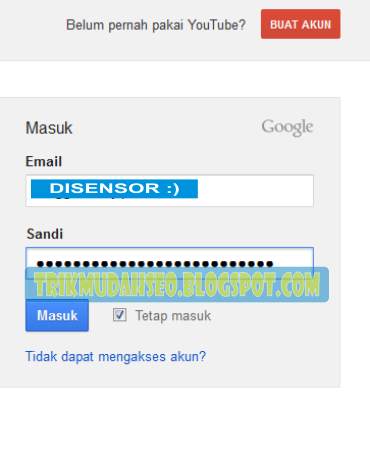 Form Login masuk ke akun Google