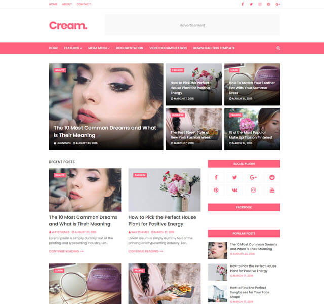 cream beauty free blogger templates