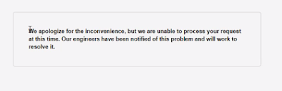 Cara Mengatasi Error atau Fixed Error Adsense We apologize for the inconvenience, but we are unable to process your request at this time..